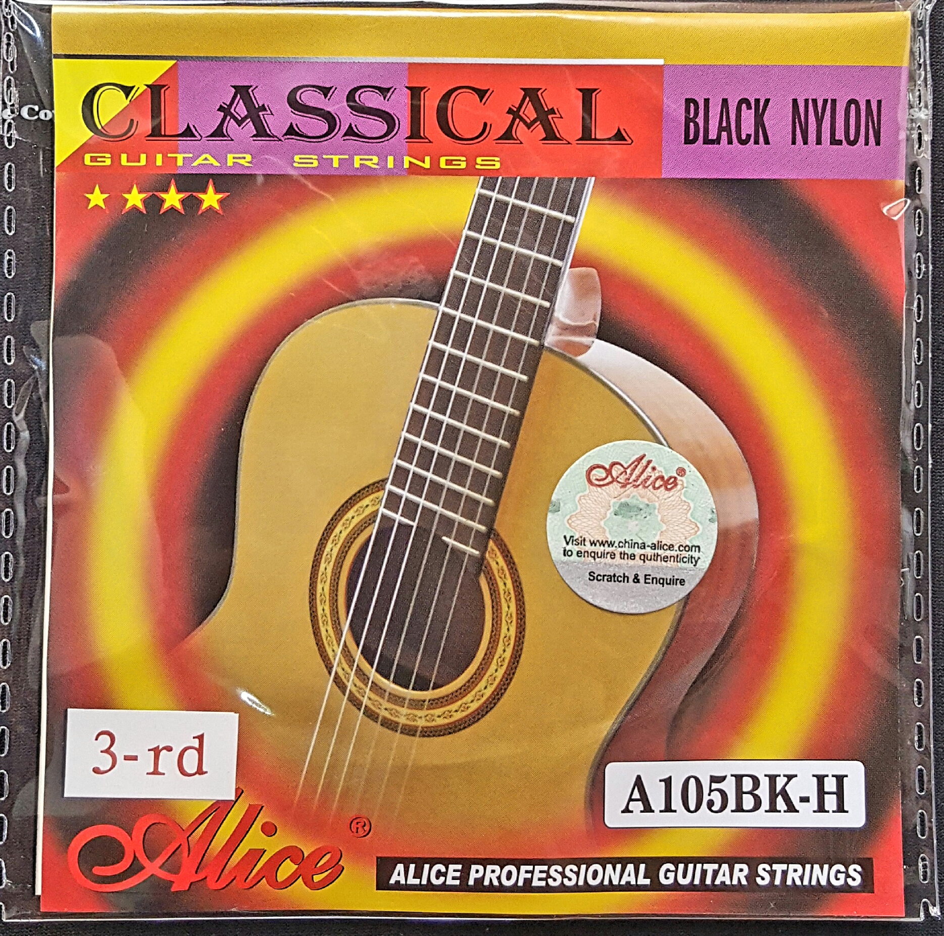 (imagen para) CUERDA GUITARRA ALICE PROFESIONAL NYLON NEGRO 3a (pz)