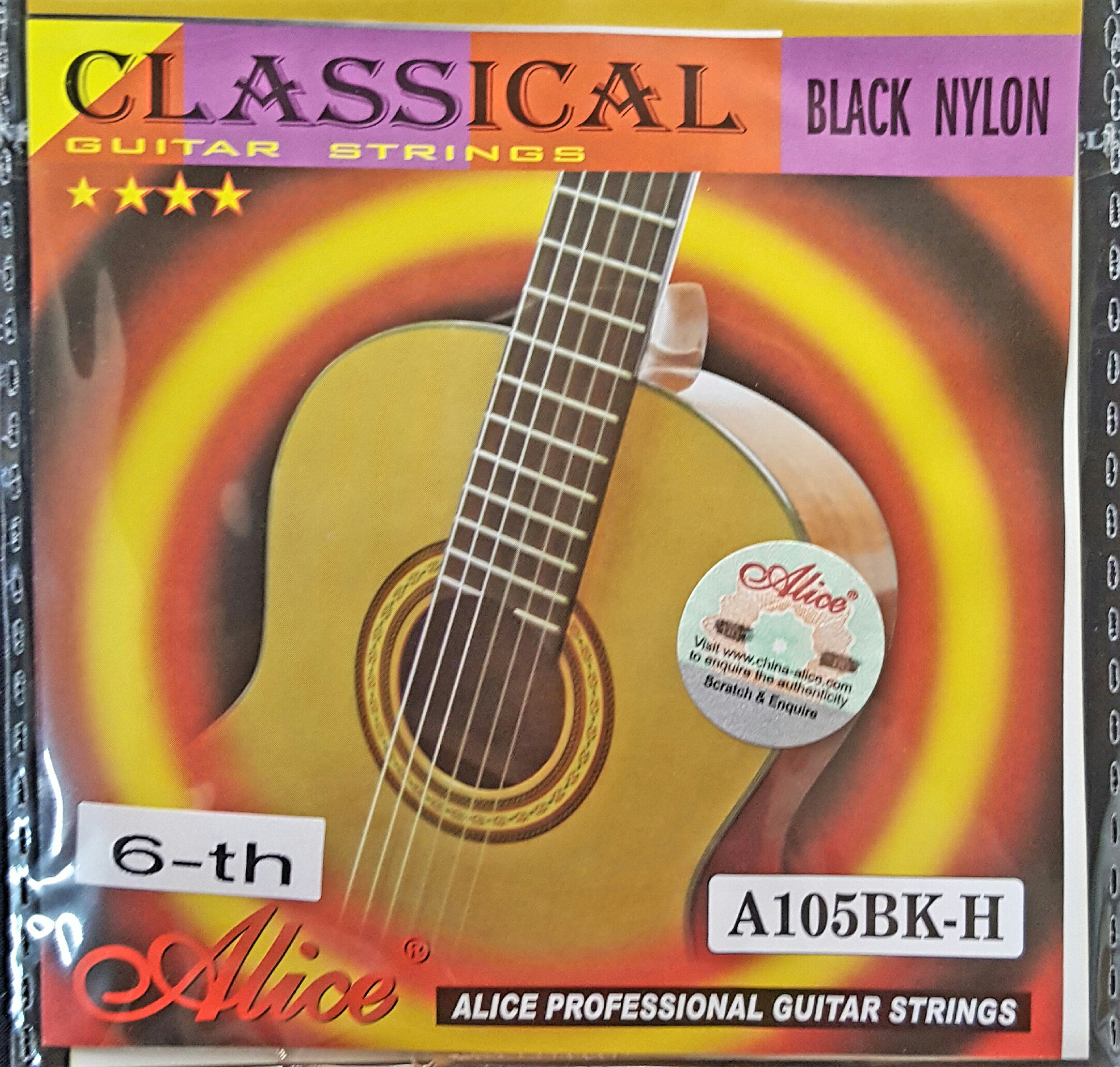 (imagen para) CUERDA GUITARRA ALICE PROFESIONAL NYLON NEGRO 6a (pz)