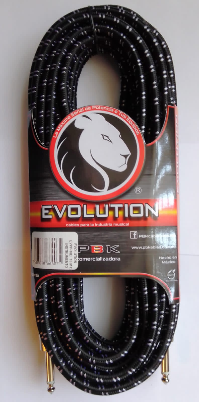 (imagen para) CABLE tejido; 2 PLUG RECTOS, USO RUDO; 10 MTS EVOLUTION