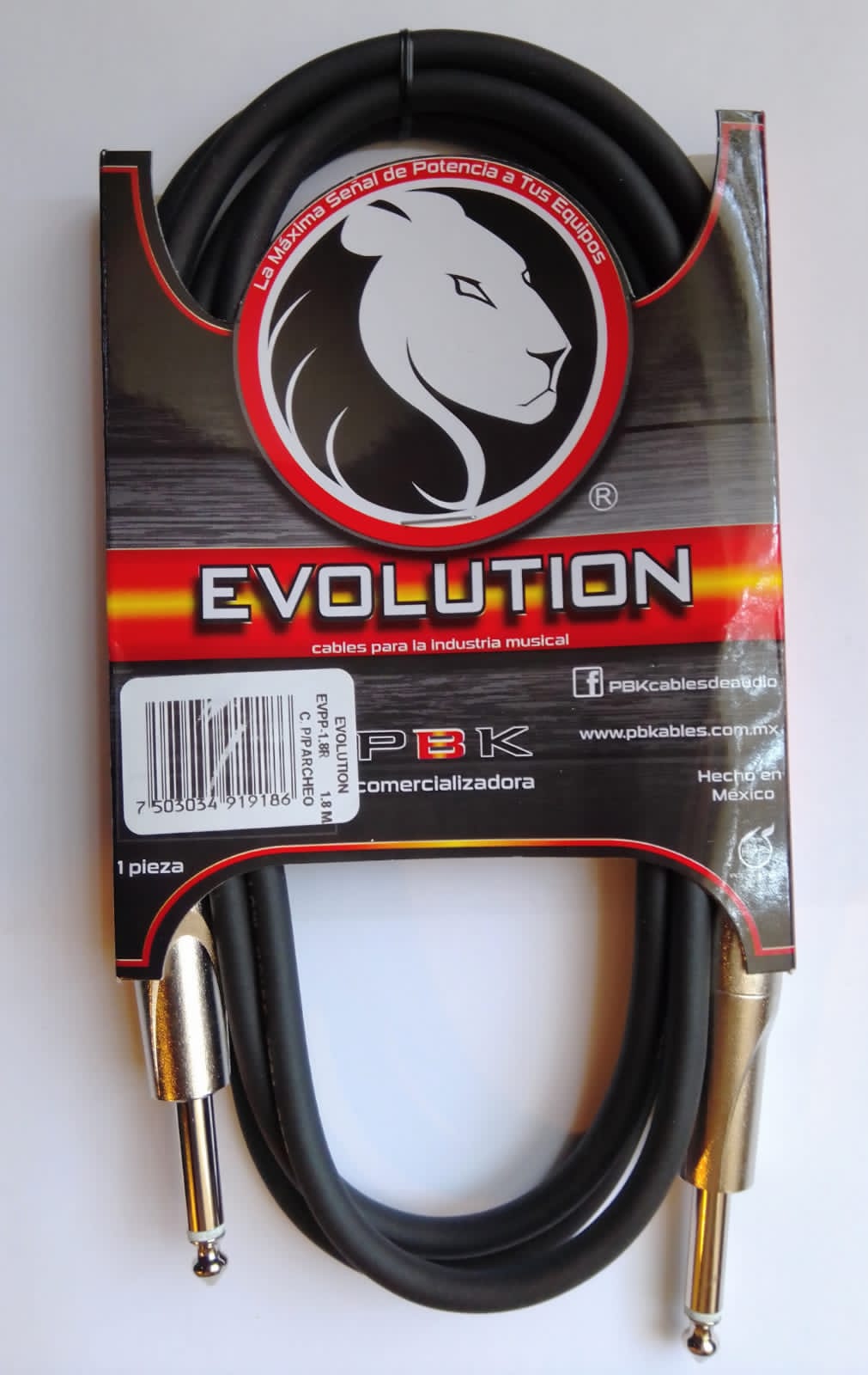 (imagen para) Cable plug a plug (1/4", 6.3mm), 1.8 mts, monoaural (pz)