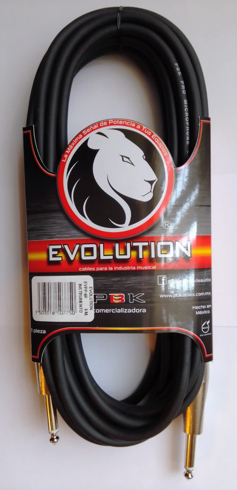 (imagen para) CABLE LISO PLUG A PLUG PUNTAS RECTAS 6 m EVULUTION(pz)