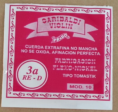 (imagen para) CUERDA VIOLÍN GARIBALDI Acero ROJA FINA nacional mod 10 3a
