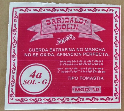 (imagen para) CUERDA VIOLÍN GARIBALDI Acero ROJA FINA nacional mod 10 4a
