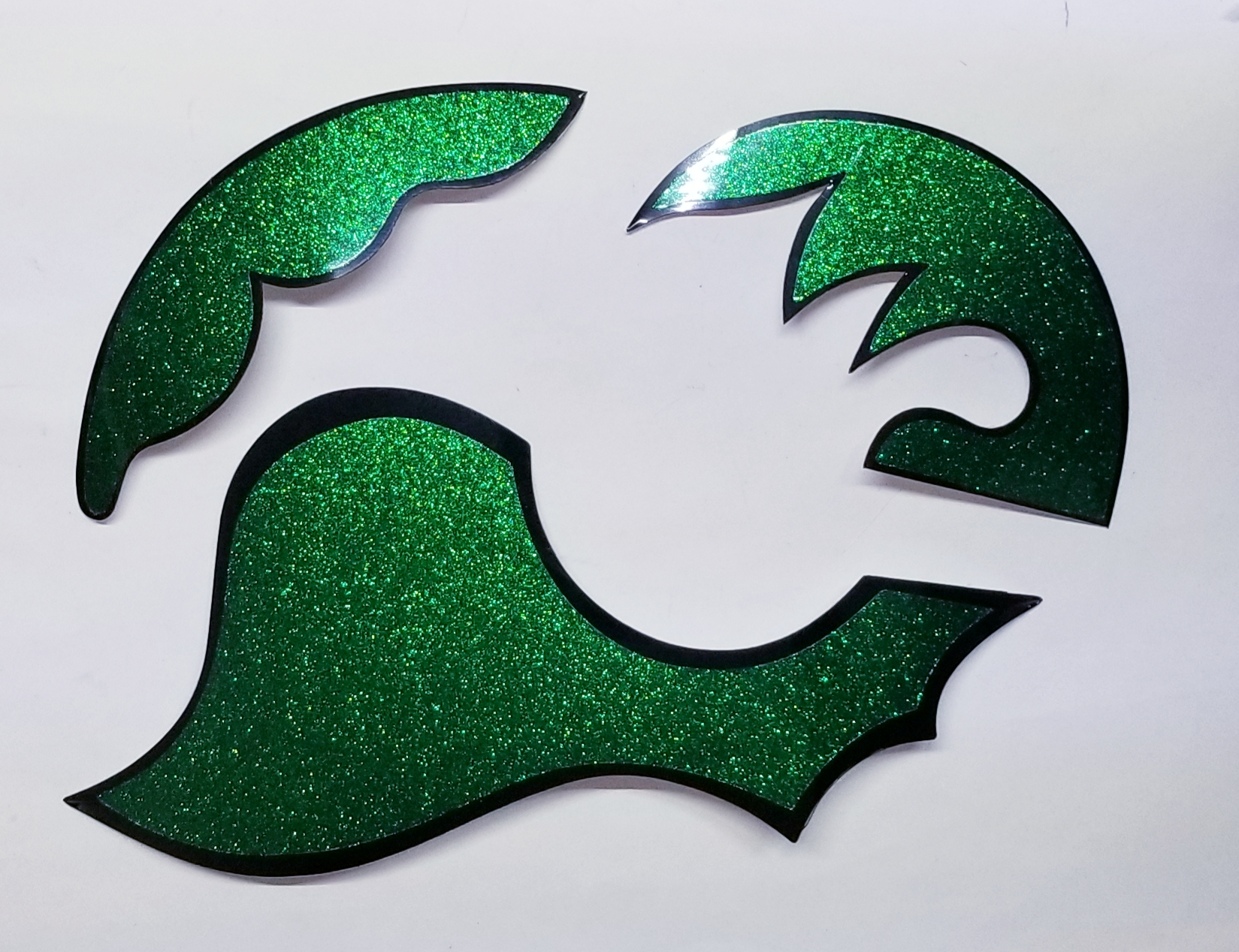 (imagen para) micas para bajo sexto adhesivas 3 SILUETAS DIAMANTADO verde