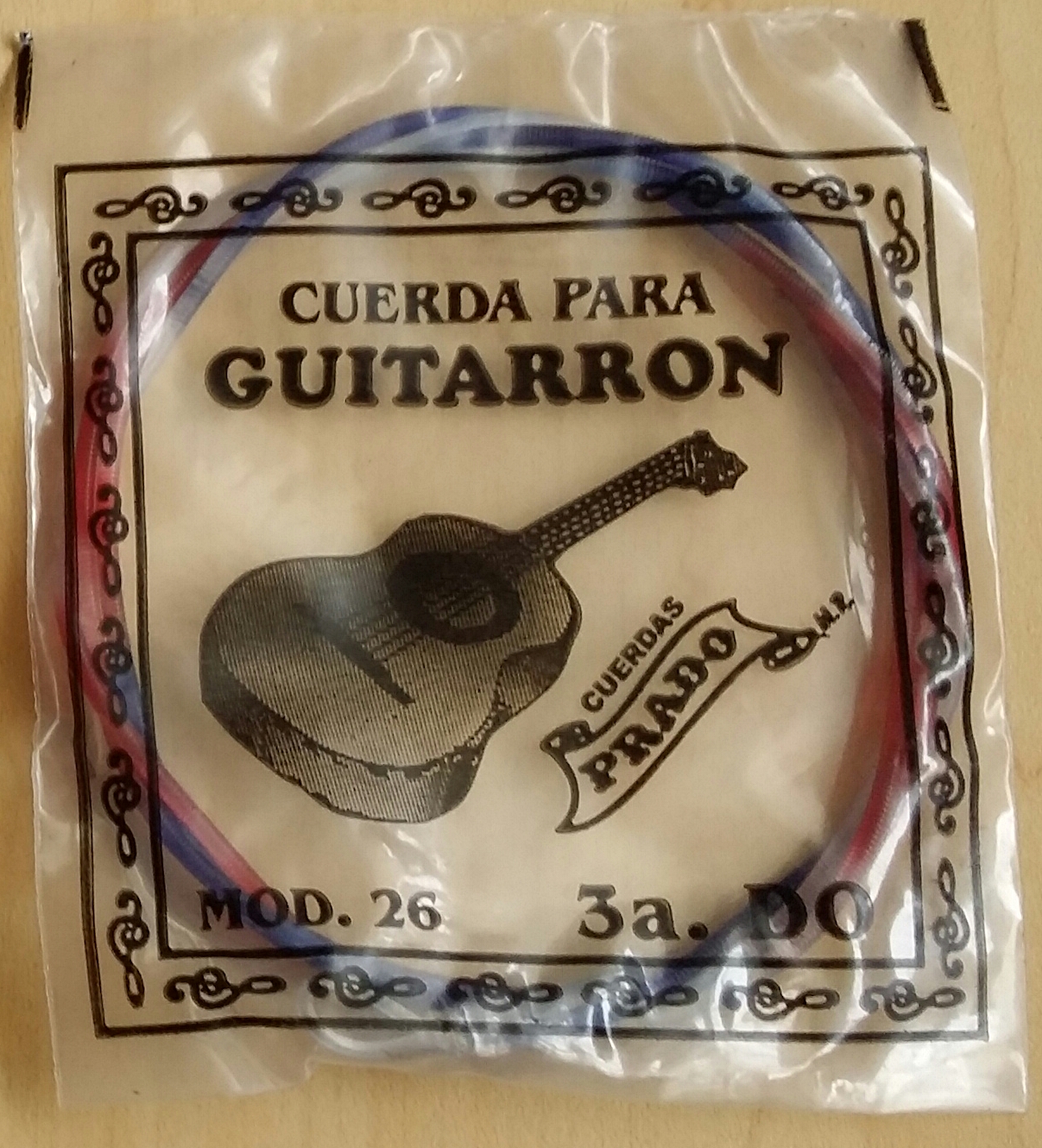 (imagen para) CUERDA guitarrón prado nylon ACERO mod 26 3a DO