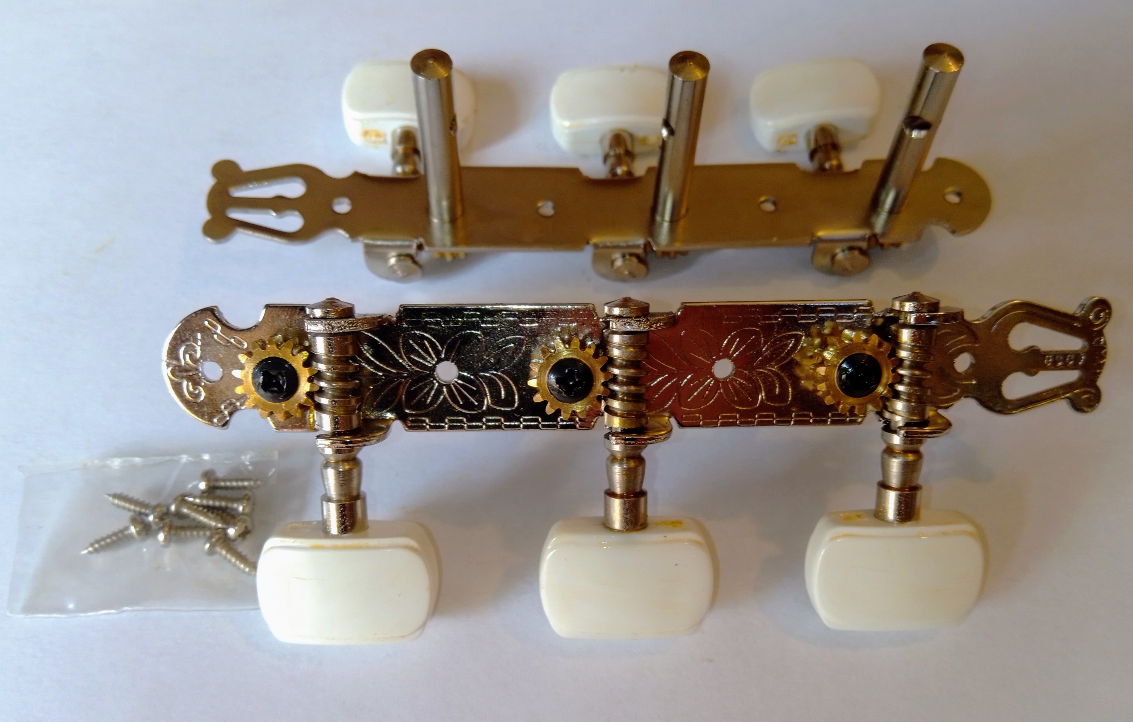 (imagen para) MAQUINARIA guitarras 6ta niquelada PERNO METALclavija óvalo(jgo)