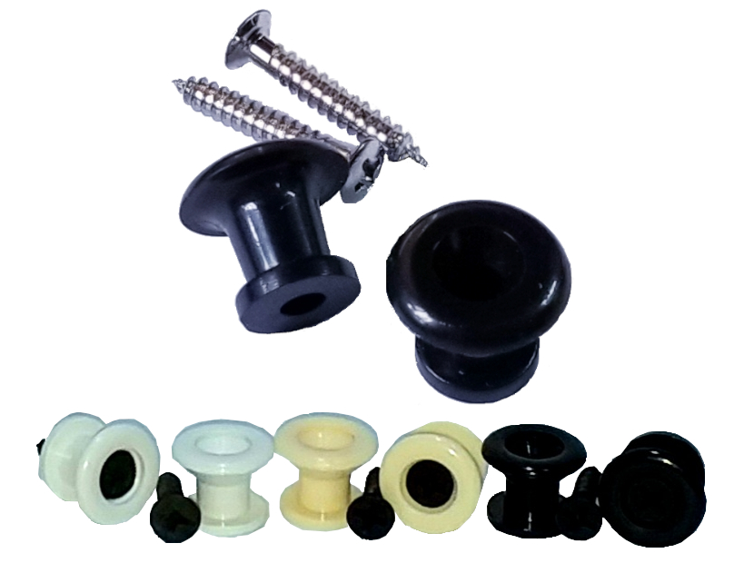 (imagen para) BOTÓN PLÁSTICO PARA TAHALIE C/TORNILLO guitarras ngo,bco,mar PAR