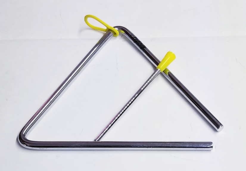 (imagen para) TRIANGULOS cromados 17 cm x LADO, CON golpeador (juego)