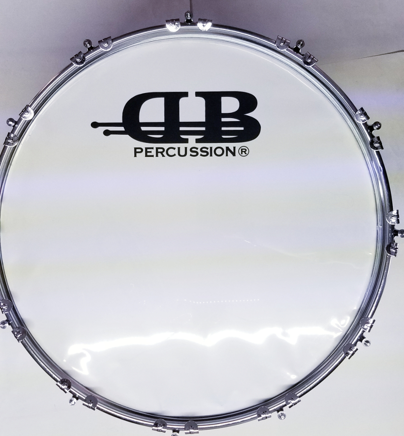 (imagen para) TAMBORA DE BANDA D.B., 22" X 16", con baquetones y tahalí (jgo)