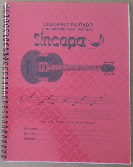 (imagen para) CUADERNOS 4 PAUTAS Para guitarras 48 hojas CON TABLATURA-R tamañ