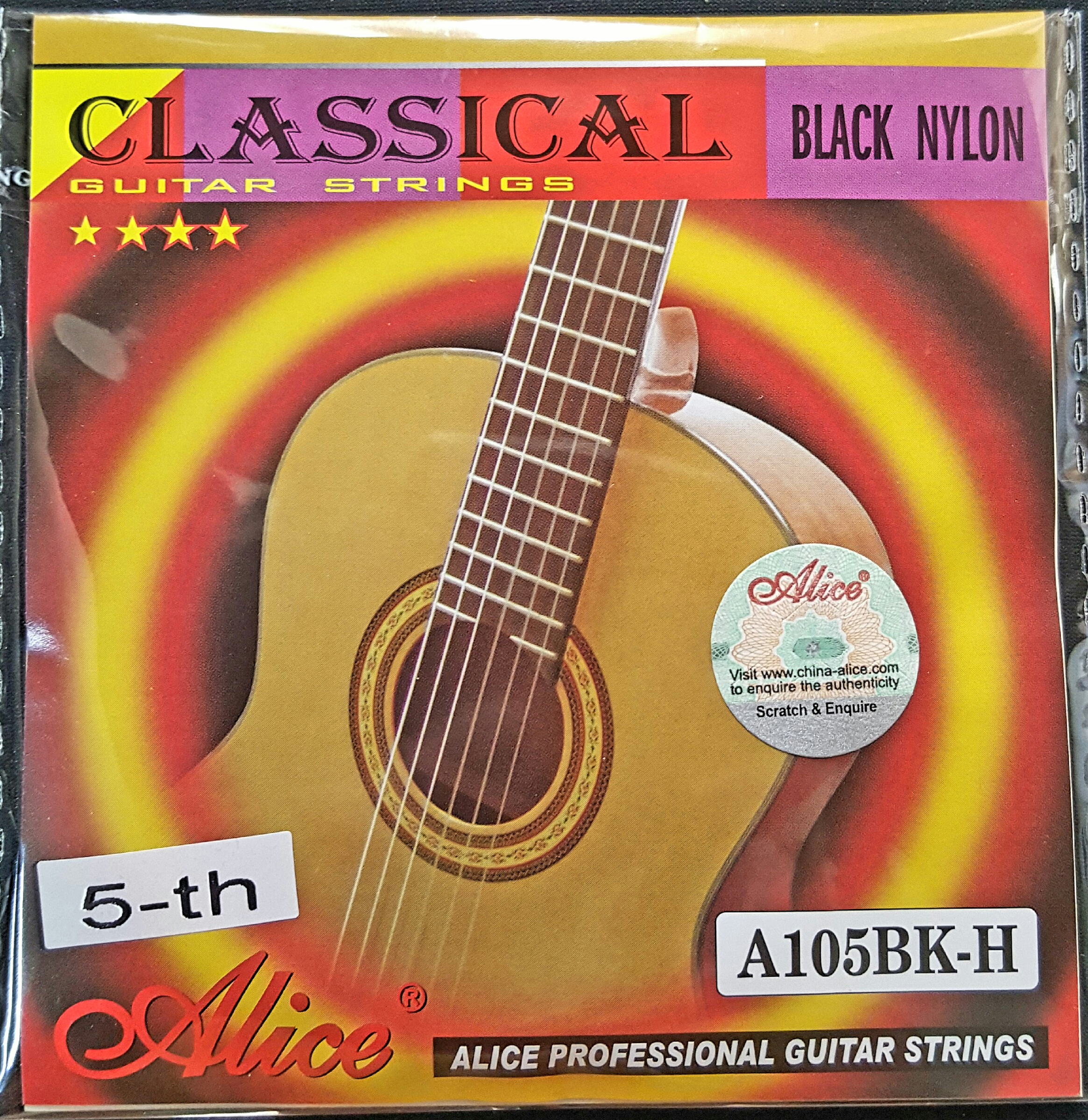 (imagen para) CUERDA GUITARRA ALICE PROFESIONAL NYLON NEGRO 5a (pz)