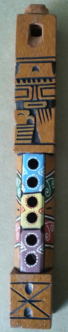 (imagen para) FLAUTA INFANTIL CUADRADA MADERA TALLADA PERUANA GRANDE