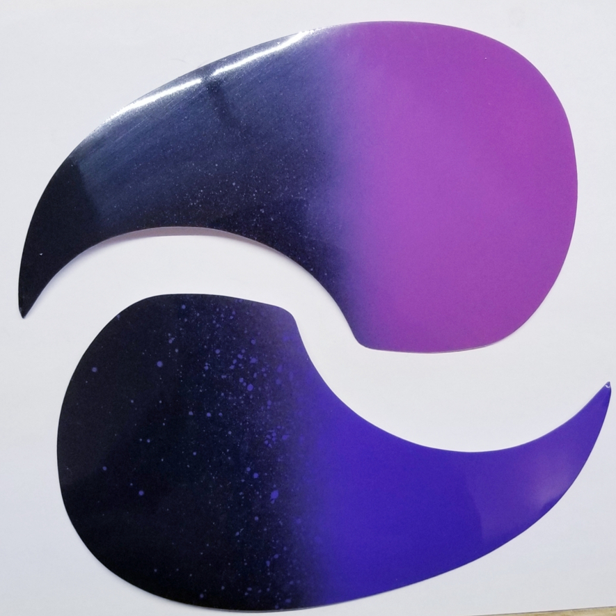 (imagen para) micas para guitarras adhesivas SILUETA GOTA negro con lila (pz)