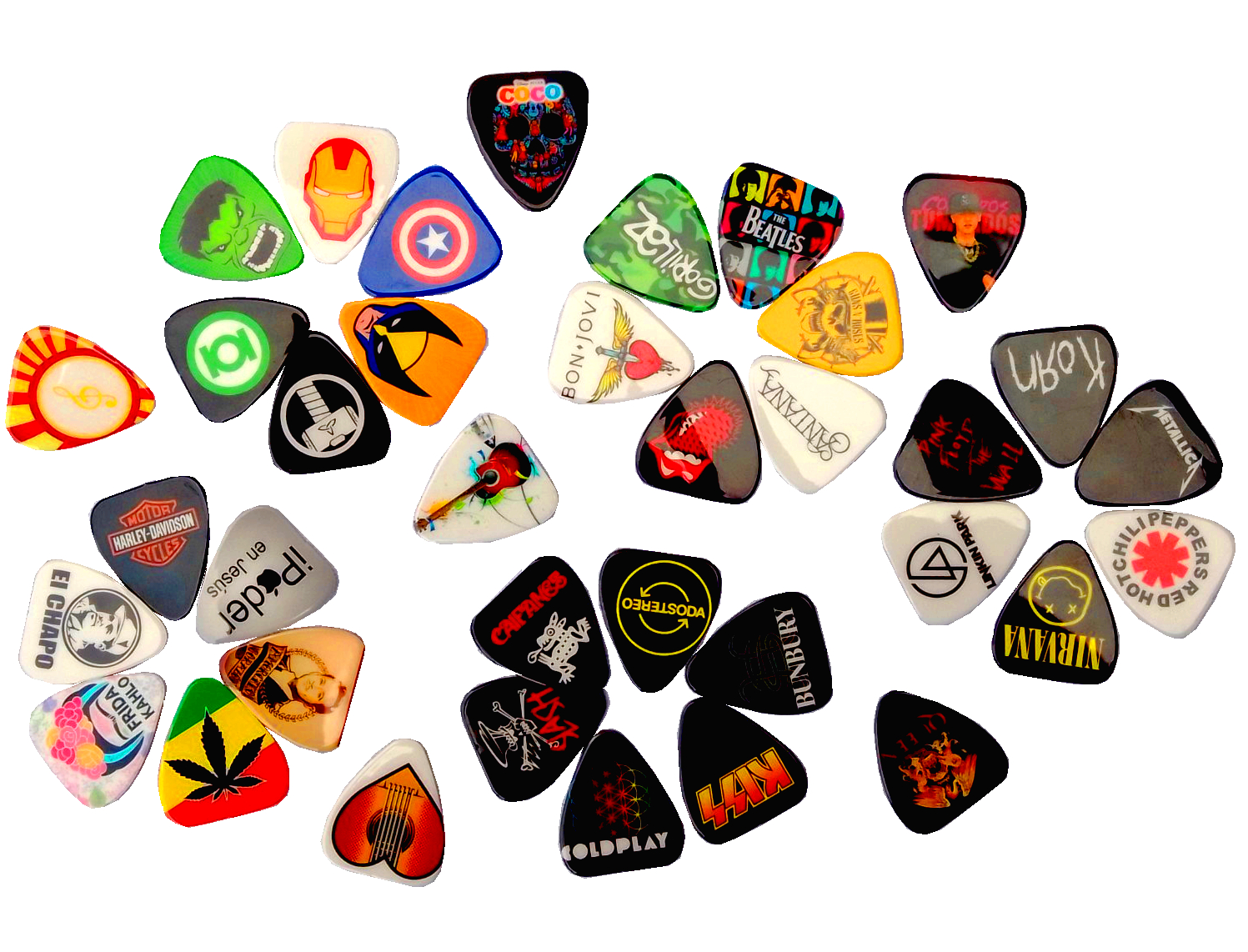 (imagen para) PLUMA GUITARRAS FORMA DE GOTA SURTIDO MEDIANA (pz)